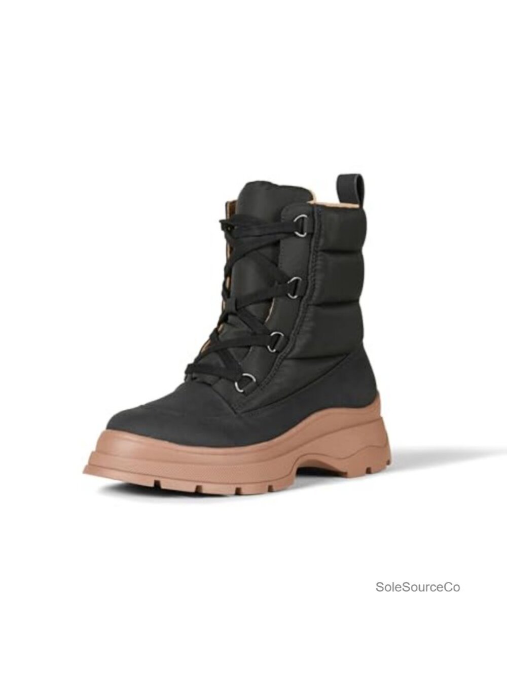 Women's Lace Up Puffer Snow Boots Faux Suede Chunky Heel Ankle Booties